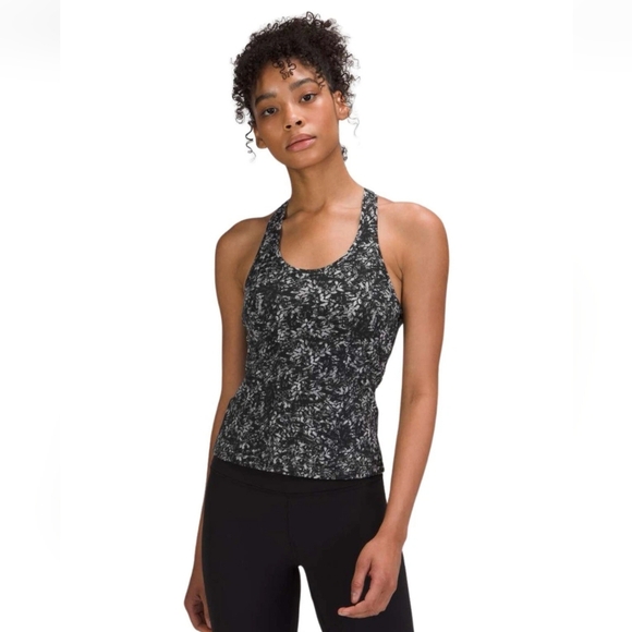 Lululemon Cool Racerback Starlight Overlay Tank Top Black White Size 4 - Picture 1 of 8